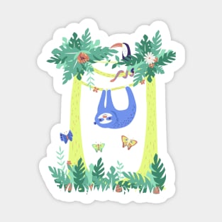 Sloth Hanging Around in the Forest Sticker